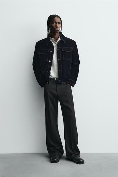 FLOCKED VELVET JACKET - Blue by Zara
