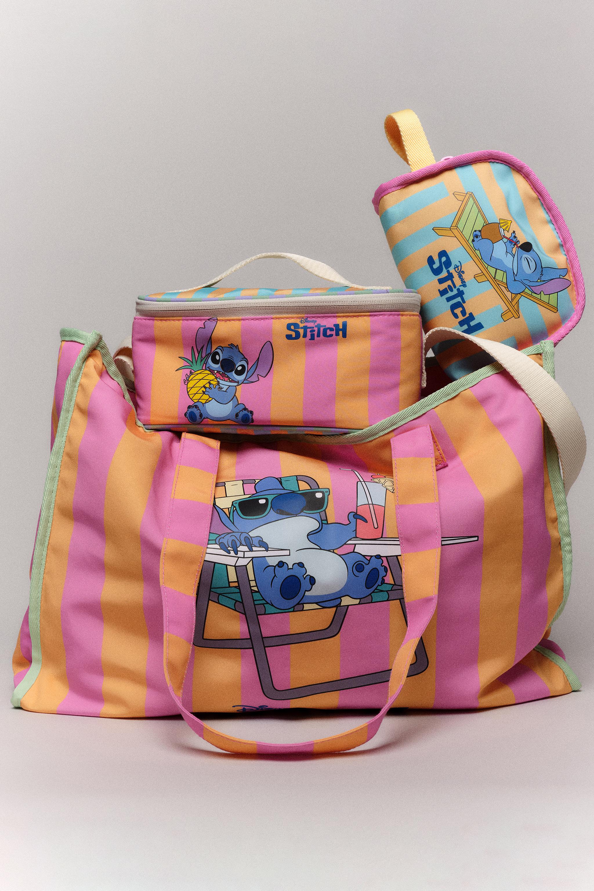 ストライプ柄ショッパー リロ＆スティッチ©DISNEY - ピンク