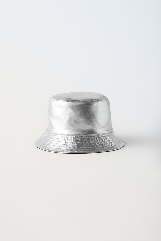 REVERSIBLE BUCKET HAT Silver ZARA New Zealand