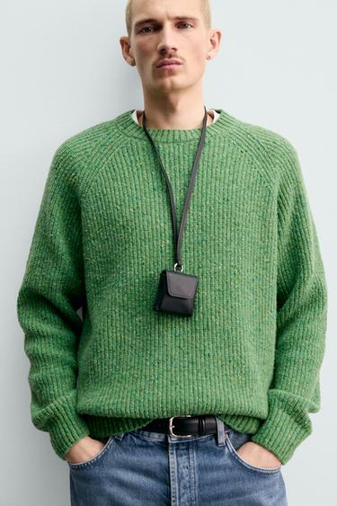 PURL KNIT FLECKED JUMPER - Green by Zara - Image 4