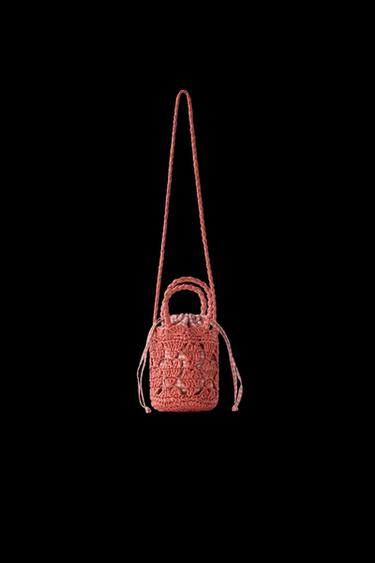 RAFFIA HEART BUCKET BAG - Red by Zara - Image 0