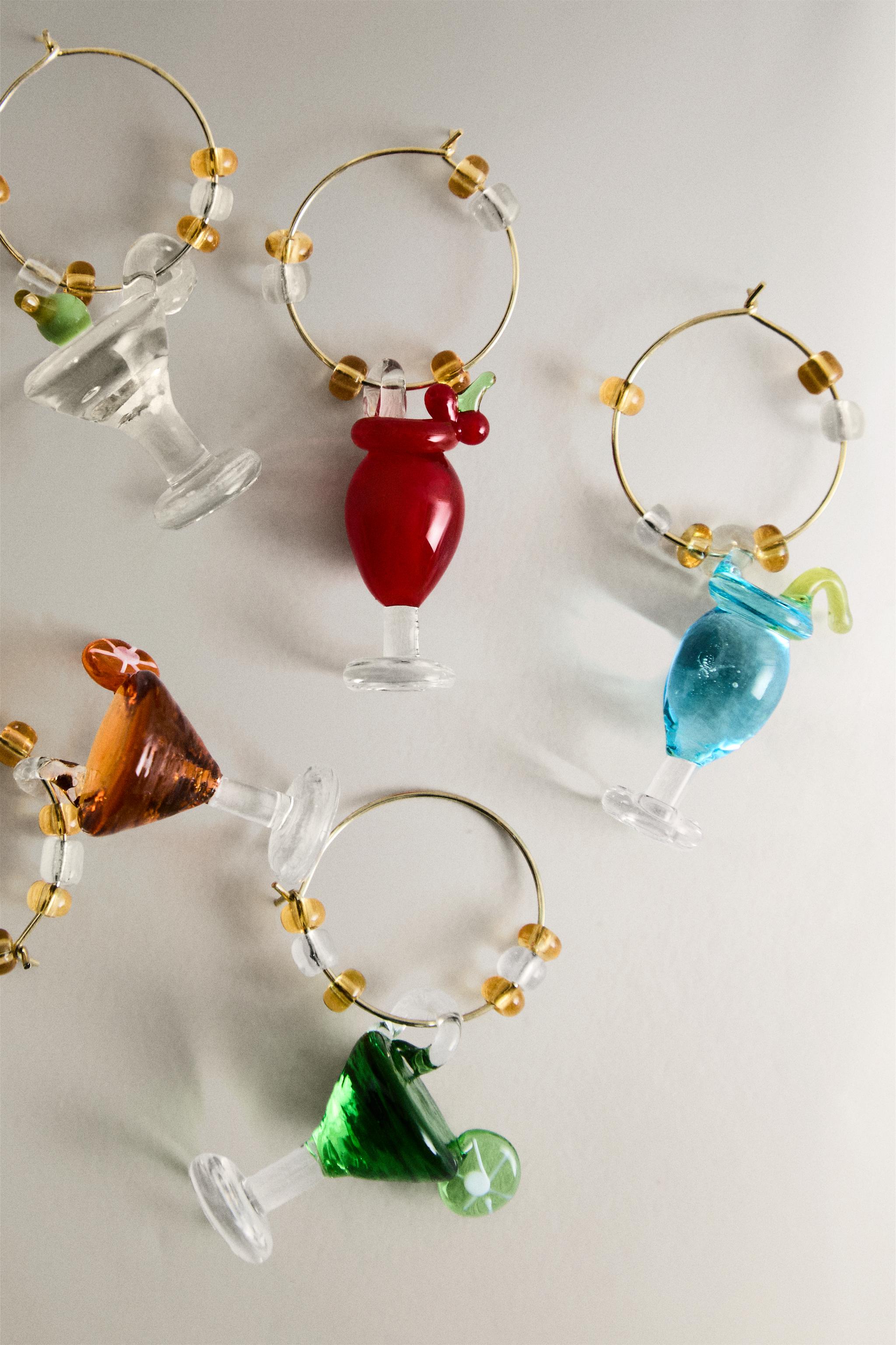 SET OF COCKTAIL GLASS CHARMS (SET OF 6) — yellow (alternate view)
