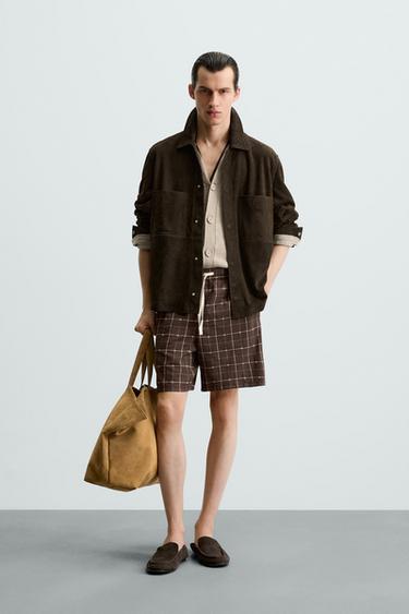 CHECKED JACQUARD BERMUDA SHORTS - Chocolate by Zara - Image 0