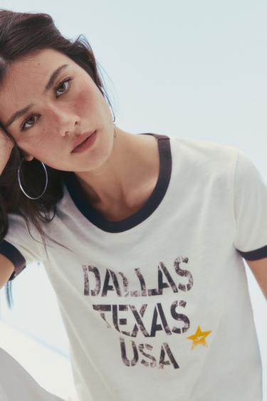 FLAME TEXT T-SHIRT - Ecru / Brown by Zara