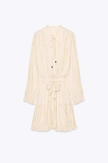 CRINKLED MINI DRESS - Beige by Zara