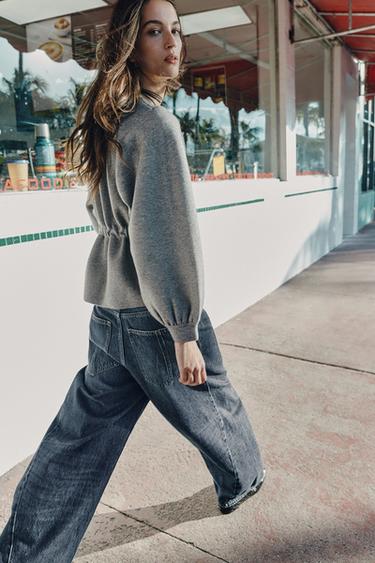 KNIT JUMPER WITH DRAWSTRING - Grey by Zara - Image 2
