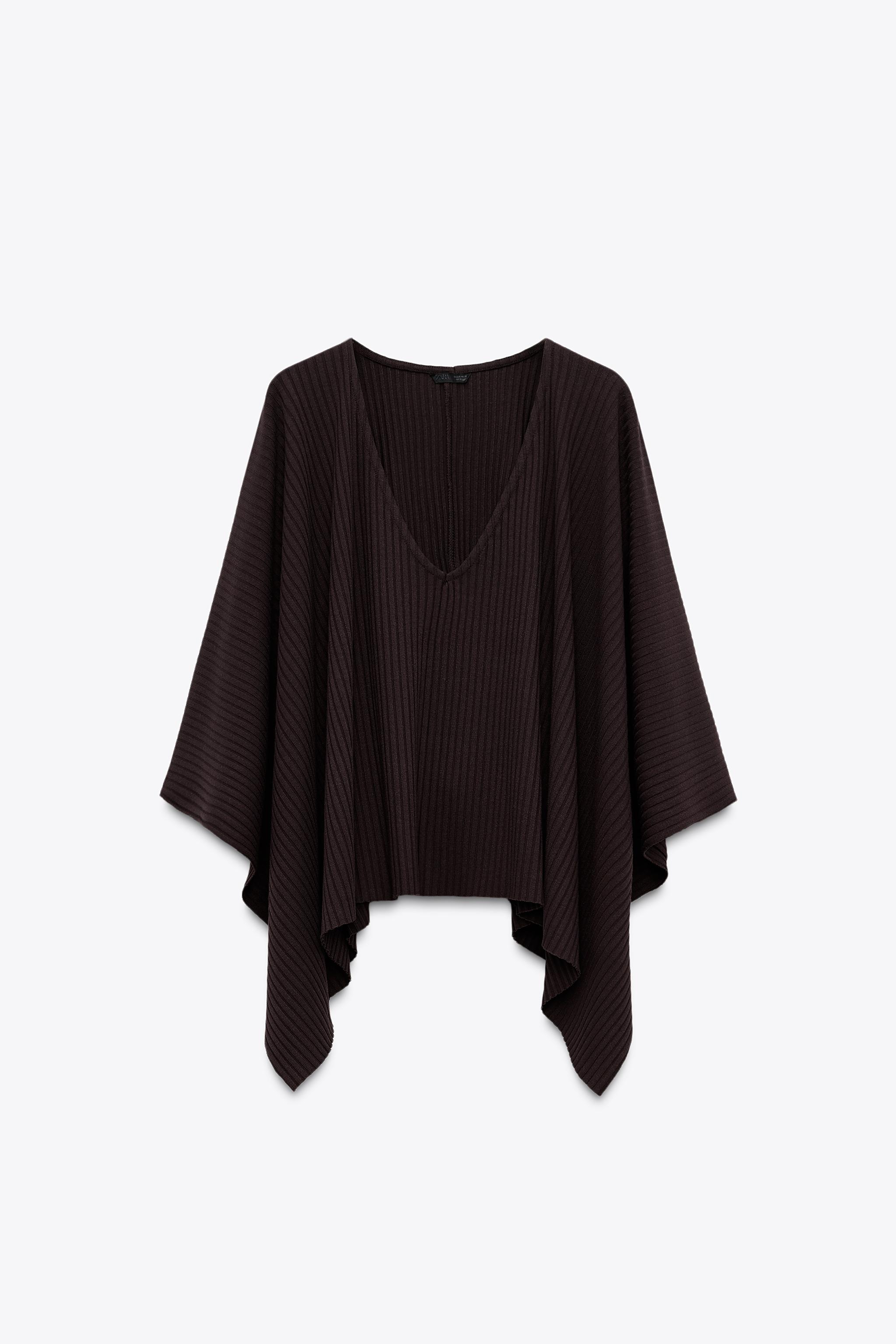 ASYMMETRIC RIBBED CAPE - Ecru | ZARA United States
