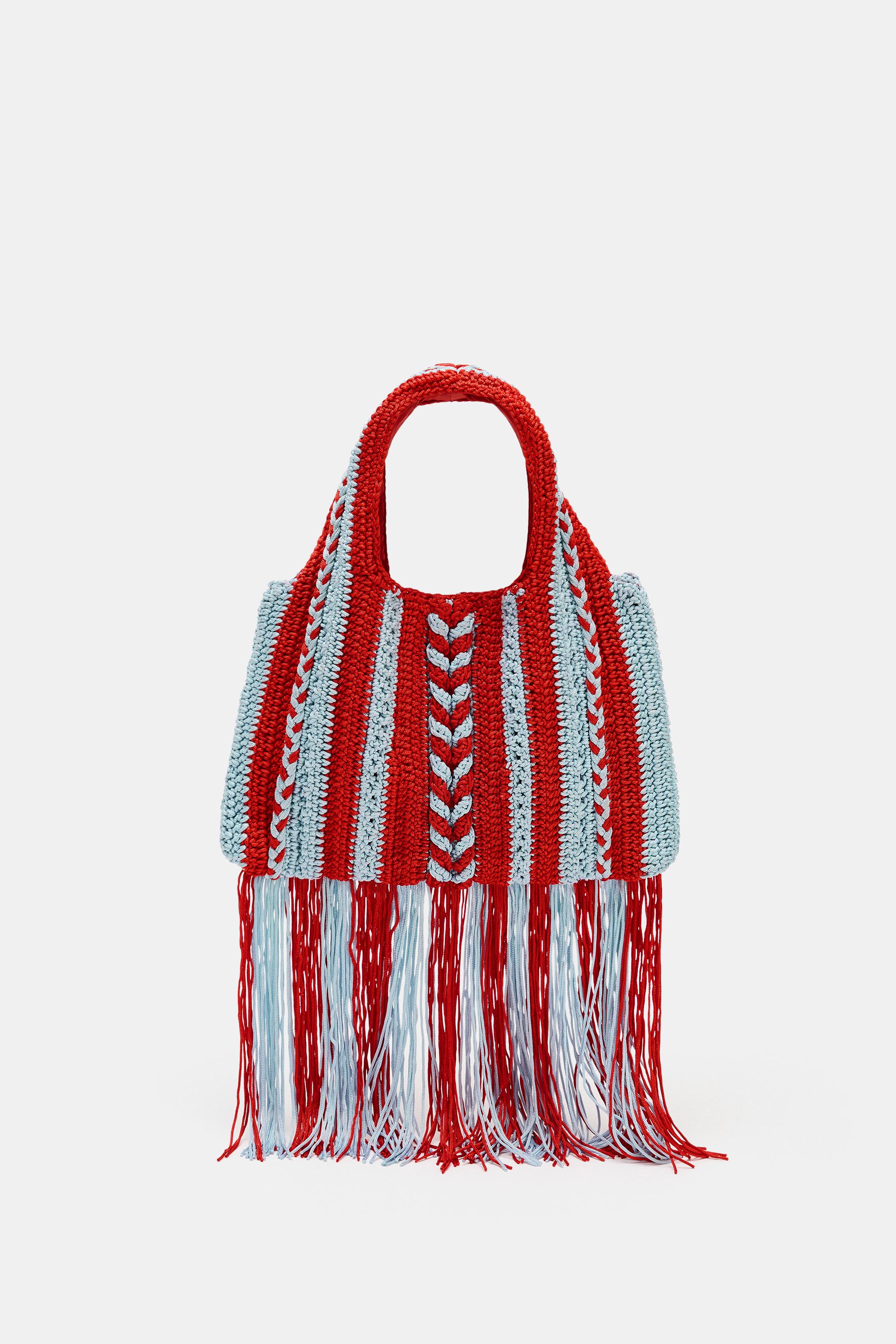 CROCHET PRINT HANDBAG — Multi-color