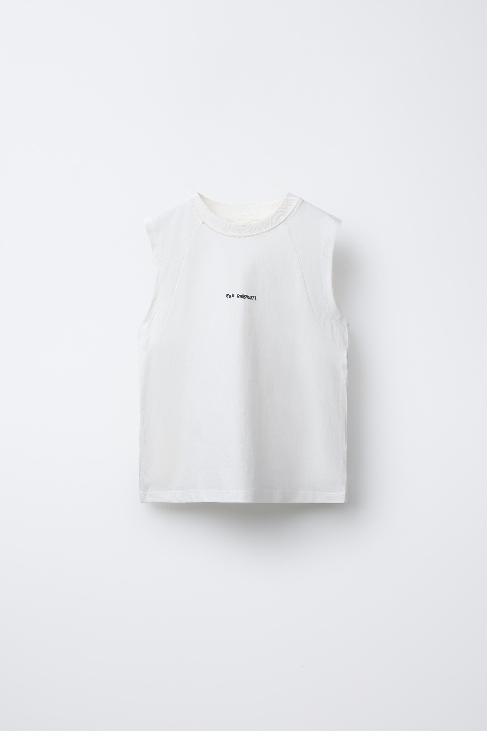 RAISED SLEEVELESS T-SHIRT - White | ZARA United States