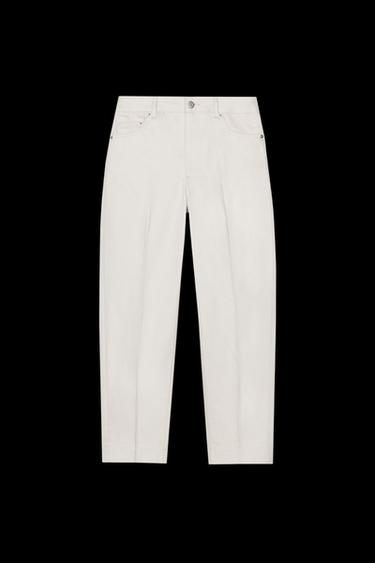 ZW COLLECTION TAPERED MID-RISE JEANS - Ecru by Zara - Image 0