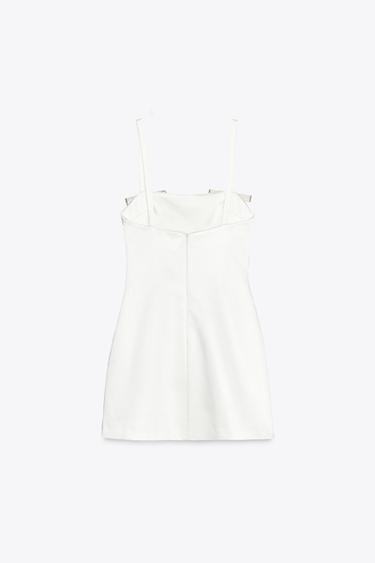 SATIN MINI DRESS WITH BOWS - Oyster-white by Zara - Image 5