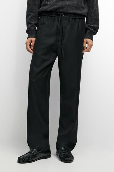 100% wool jogger fit pants — Black 2