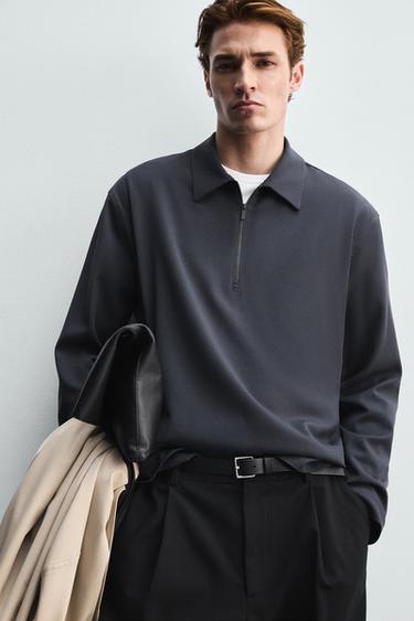 VISCOSE POLO SHIRT - Blue grey by Zara - Image 4