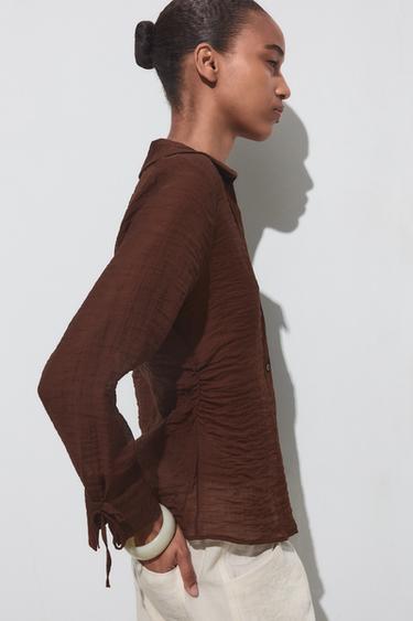 CREASED-EFFECT SHIRT - Brown by Zara - Image 3