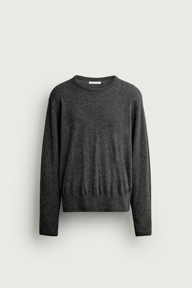 100% WOOL LIGHTWEIGHT SWEATER — Dark gray 1