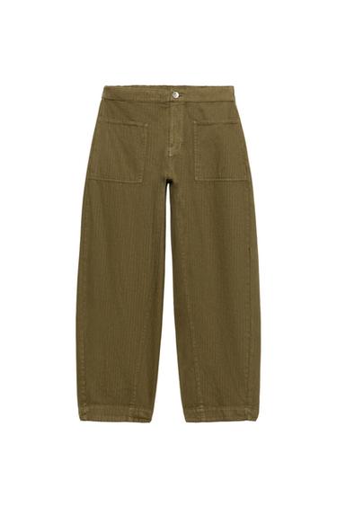 ZW COLLECTION BARREL TROUSERS - Khaki by Zara