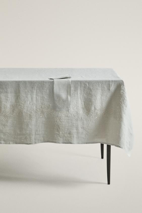Zaras BRODERAD JULDUK I LINNE - GRÖNAKTIG - Bild 0