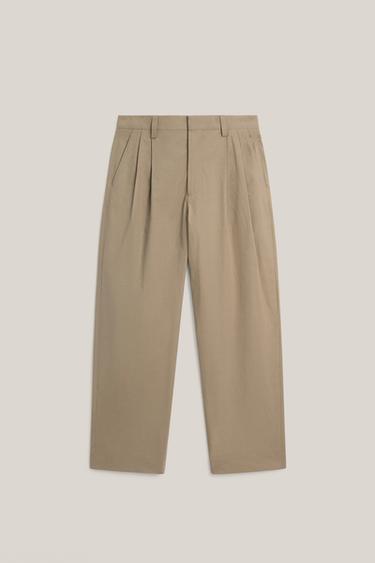 Zara Cotton poplin pants with dart detail - LIMITED EDITION - taupe brown