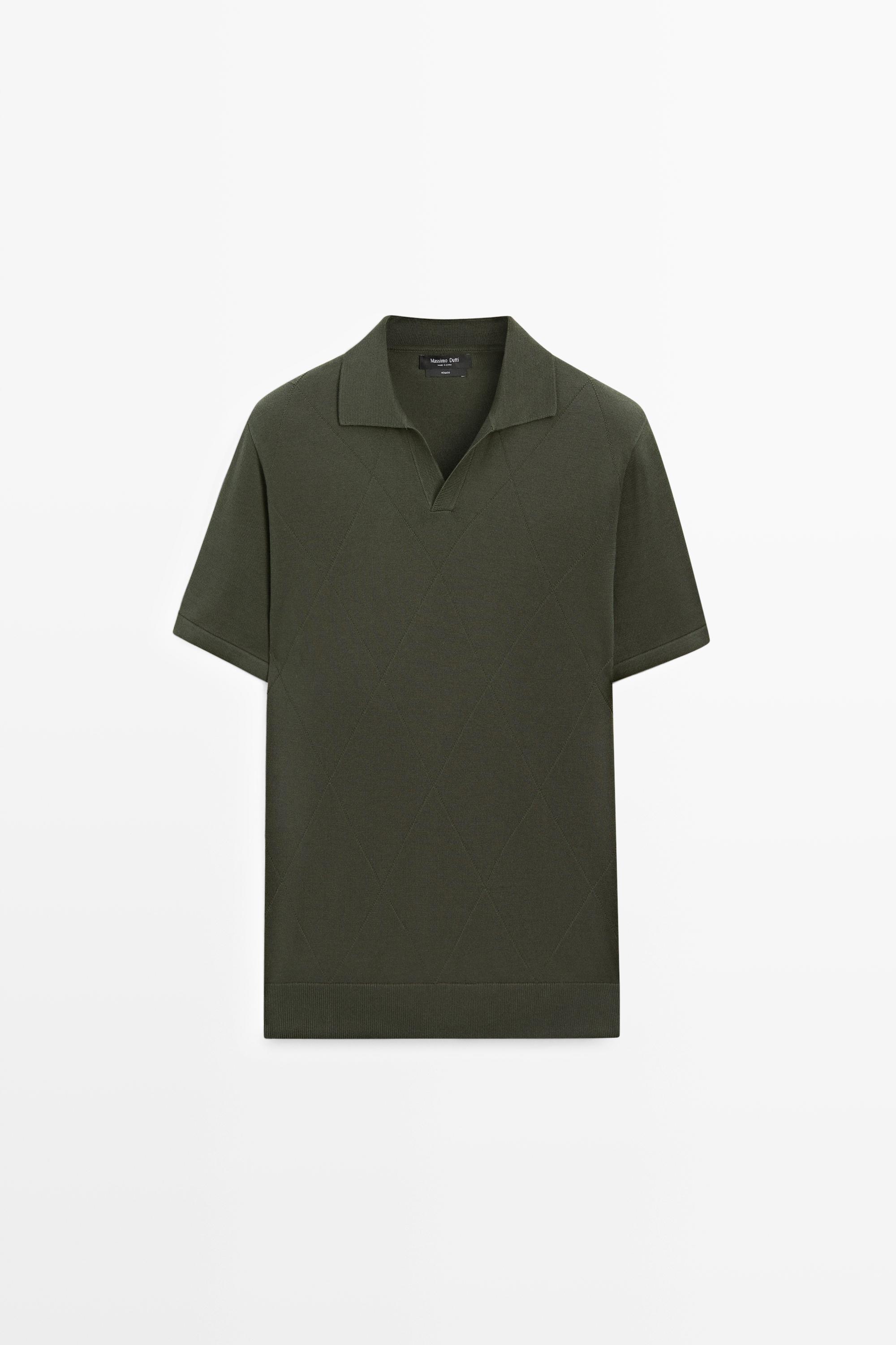 100% cotton intarsia knit polo shirt - Navy blue | ZARA United States