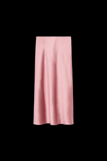 SATIN MIDI SKIRT - MARSALA by Zara - Image 0