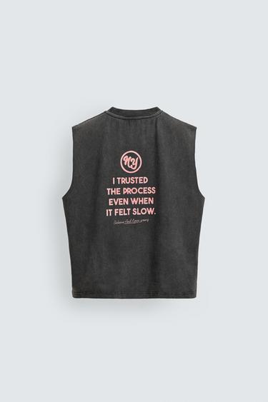 WASHED PRINTED TANK TOP - Dark anthracite by Zara - Image 7