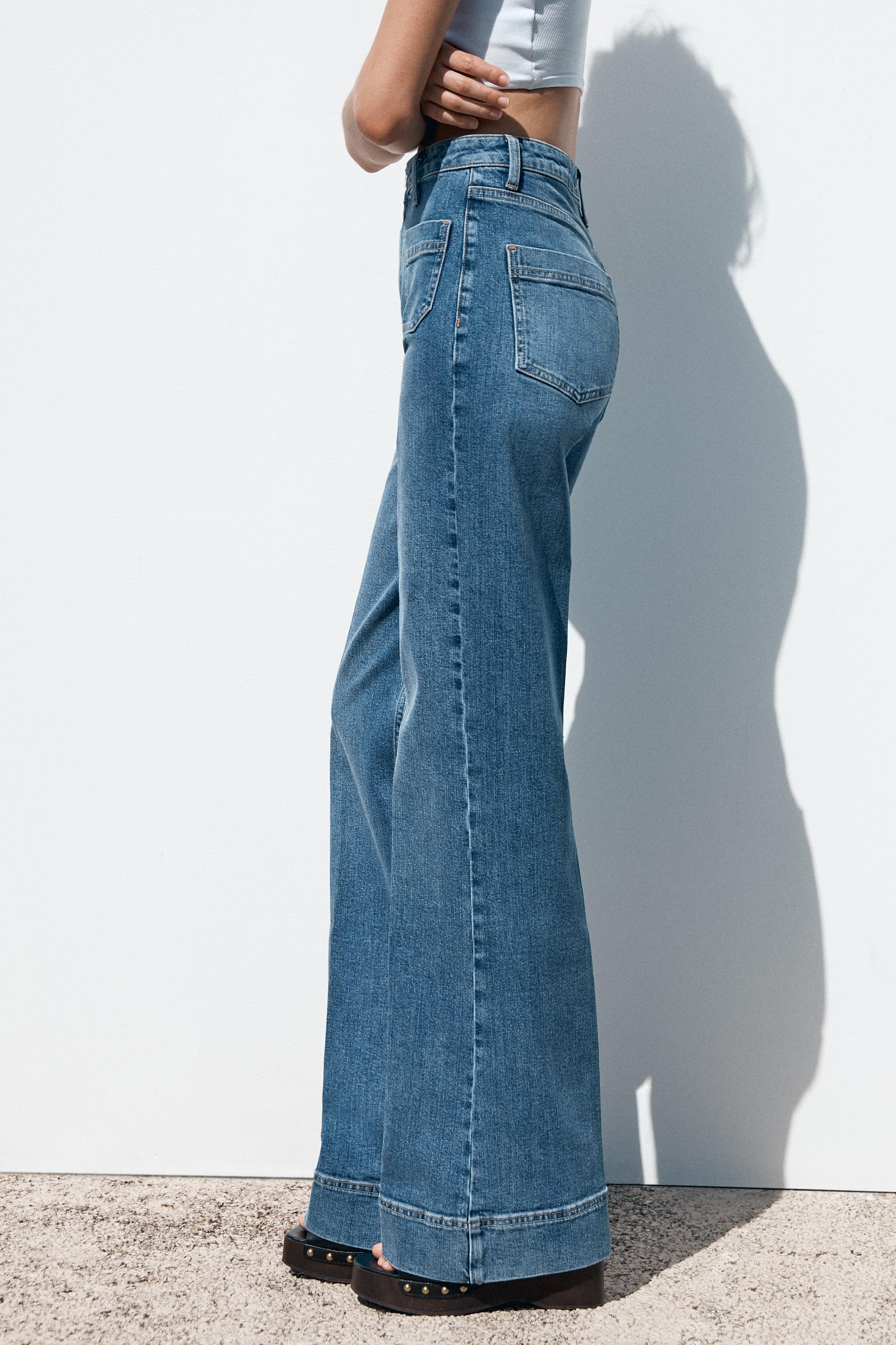 ZARA Z1975 ハイウエスト パッチポケットジーンズ 6164/107 Z1975 HIGH-WAIST PATCH POCKET JEANS - Mid-blue | ZARA United