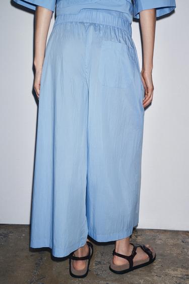 PANTALON POPELINE PINCES ZW COLLECTION - Bleu de Zara - Image 2