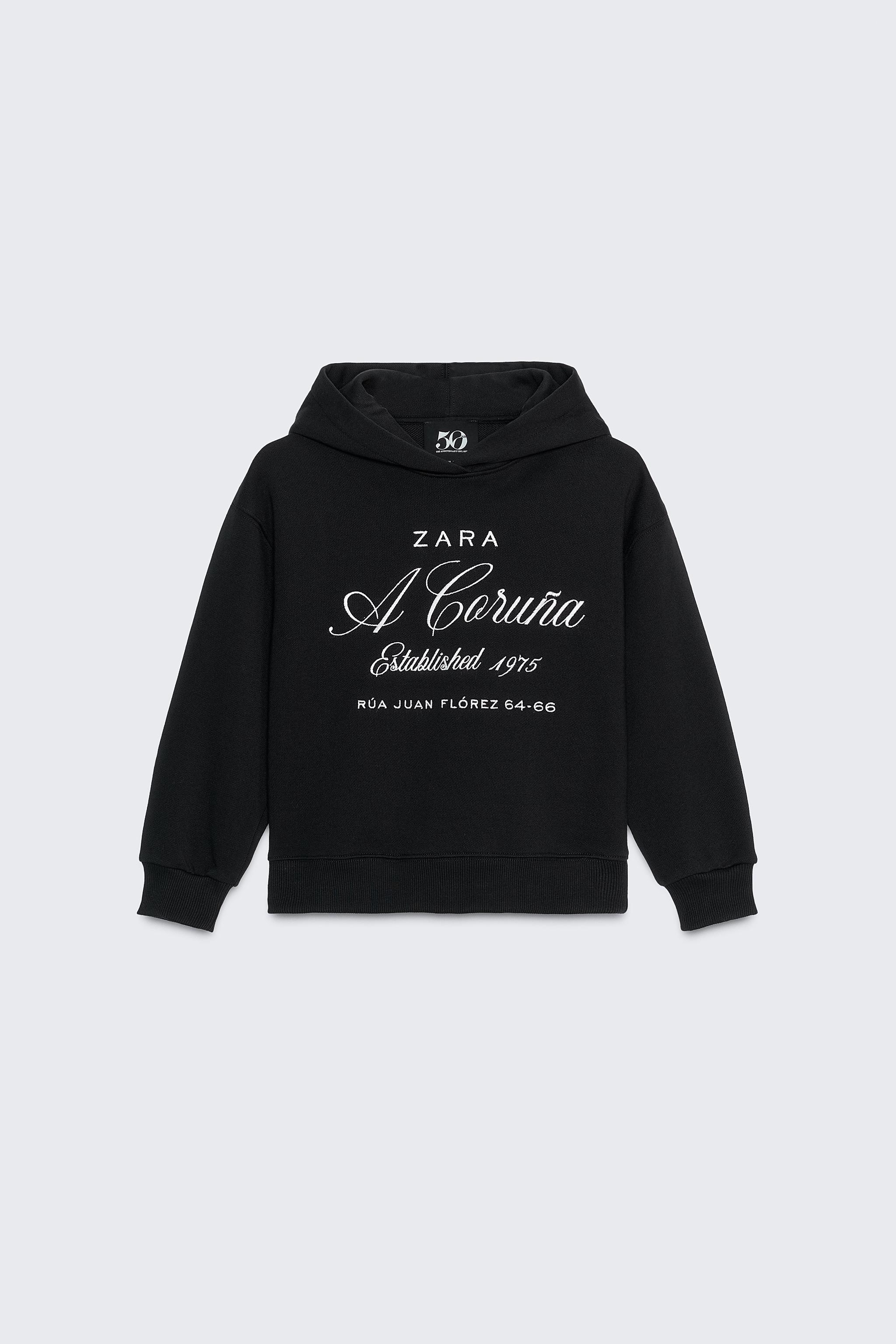 50TH ANNIVERSARY テキスト刺繍入りフーディ - ブラック | ZARA