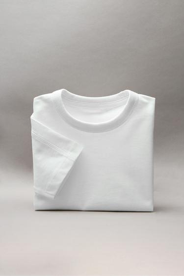 Zara BASIC HEAVY WEIGHT T-SHIRT - White