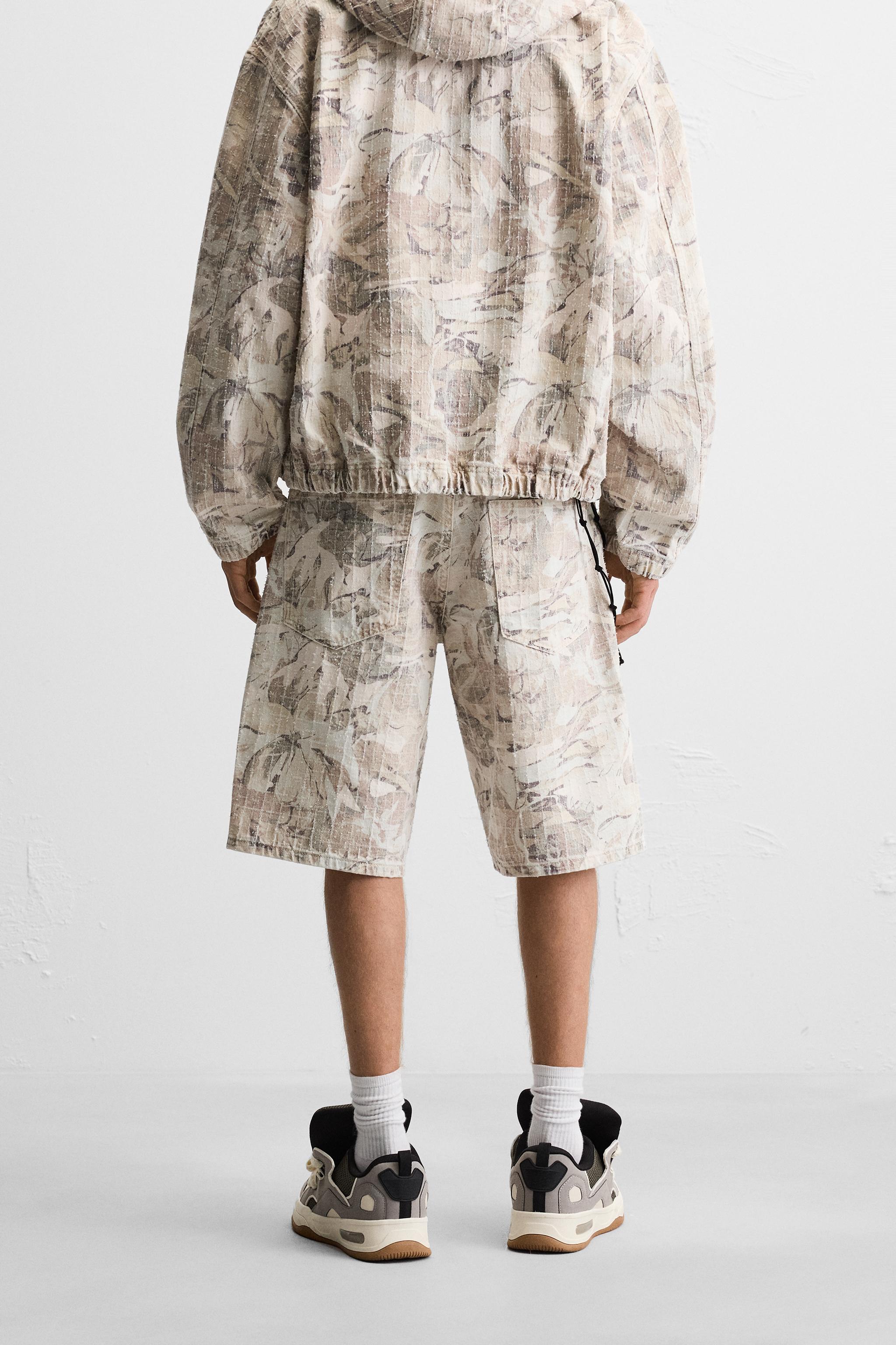 抽象柄デニムバミューダパンツ - エクリュ | ZARA Japan / 日本 抽象柄デニムバミューダパンツ - エクリュ | ZARA Japan / 日本