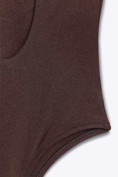 ASYMMETRIC POLYAMIDE BODYSUIT - Dark brown by Zara - Image 7