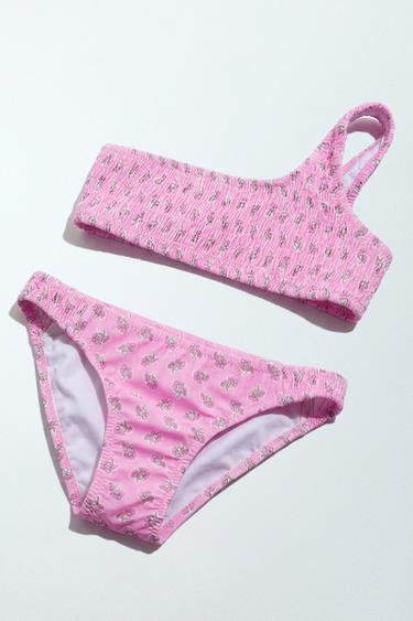 Zara 6-14 YRS SMOCKED FLORAL BIKINI - Pink