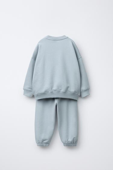 TEXT SWEATSHIRT AND JOGGERS JOGGING SET - Light blue by Zara - Image 1