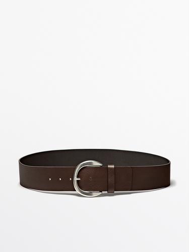 Cinturón ancho piel napa - Marrón de Zara - Imagen 0