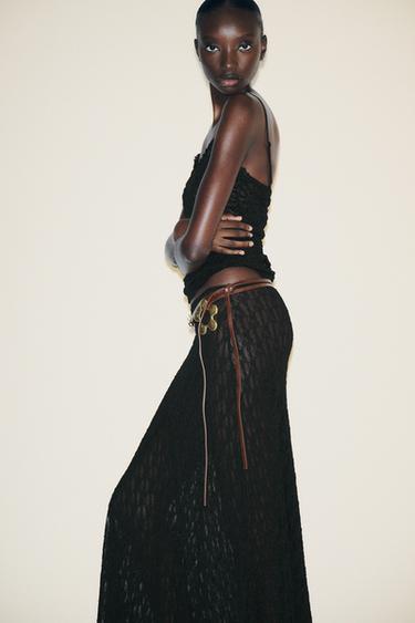 FLARED LACE MAXI SKIRT - Black by Zara