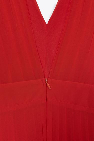PLEATED MIDI DRESS - Red by Zara - Image 5