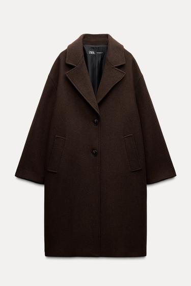 KABÁT OVERSIZE S VLNOU - Hnědá od Zara