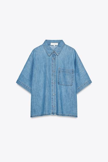 TRF DENIM SHIRT - Blue by Zara - Image 6
