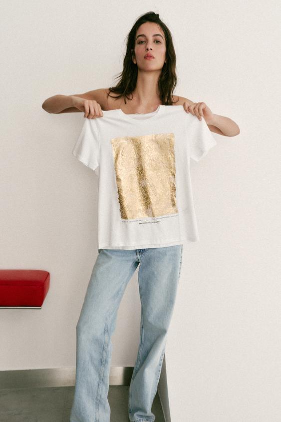METALLIC PRINT T-SHIRT from Zara - $29.90