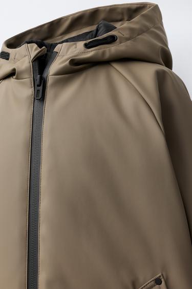 RUBBERISED WATER-RESISTANT RAINCOAT - Brown / Taupe by Zara - Image 4