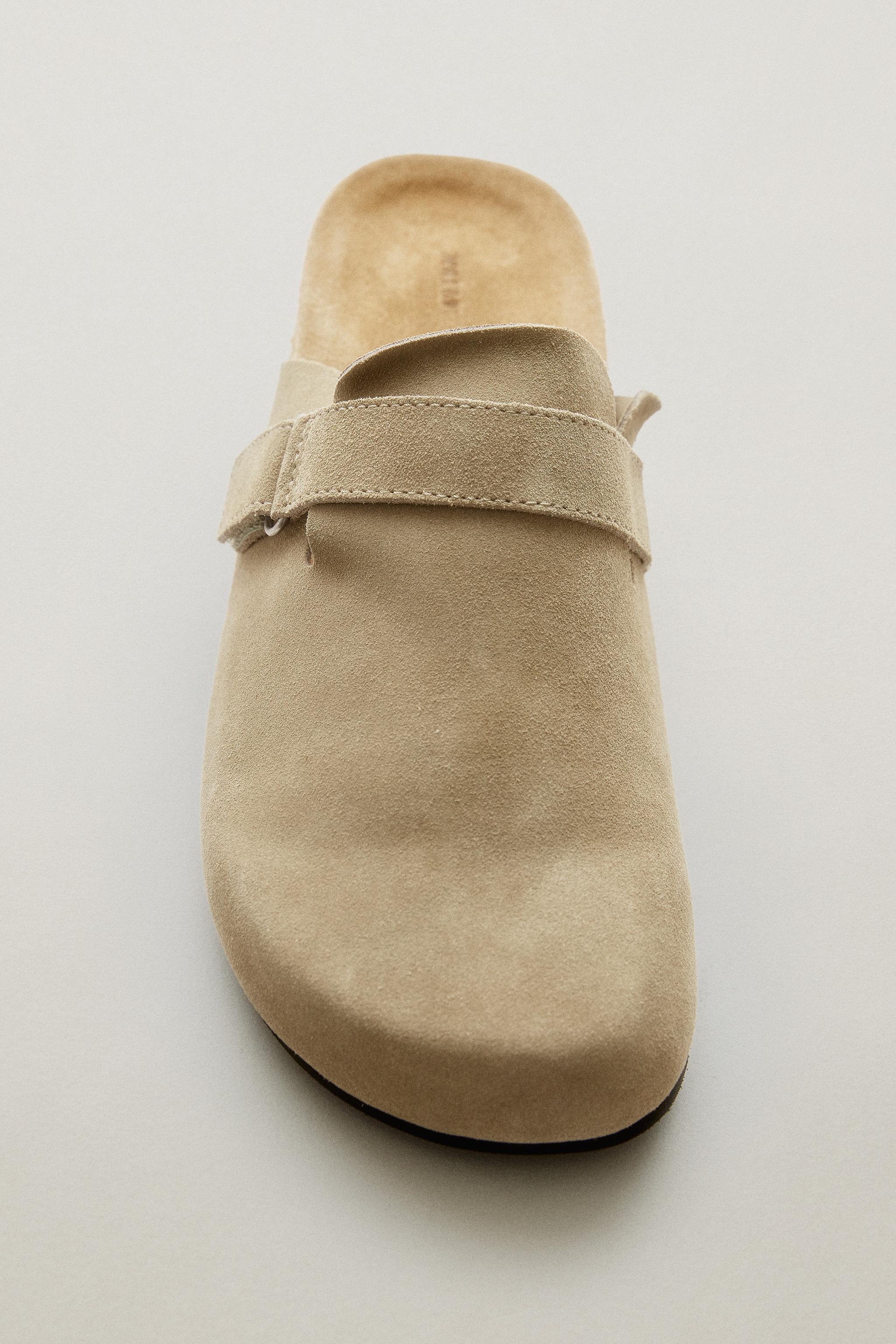 LEATHER MULE CLOGS WITH STRAP