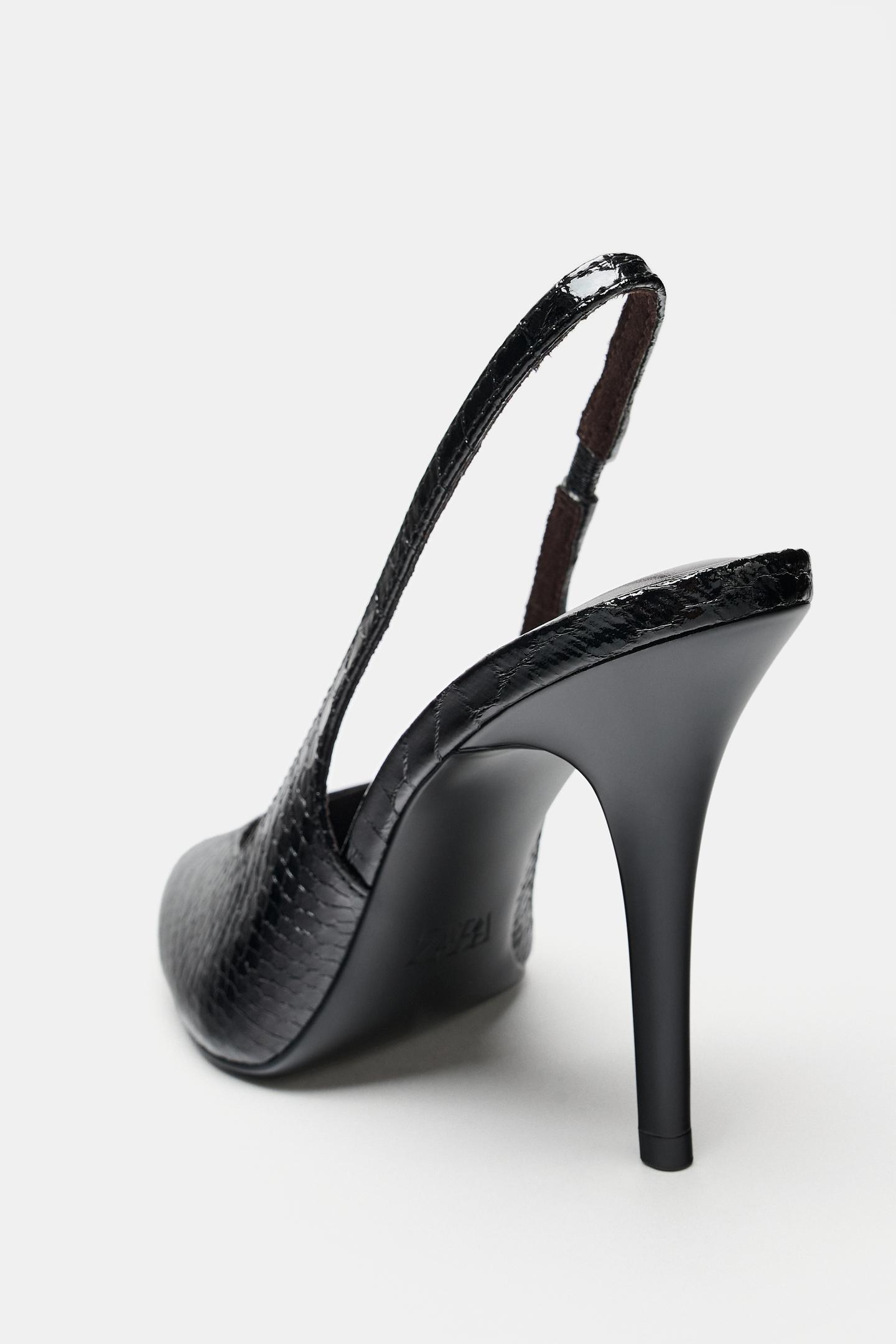 Женские туфли Zara Printed Slingback Heels, цвет: Чёрный — фото 5