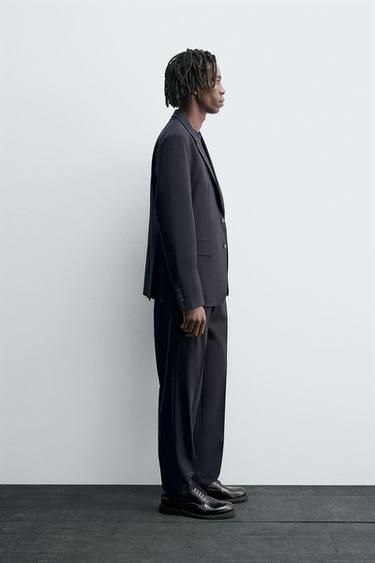 PANTALON DE COSTUME AVEC LAINE - Bleu marine de Zara - Image 3