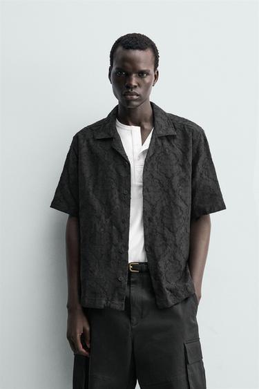 RELAXED FIT TEXTURED JACQUARD SHIRT - Black by Zara