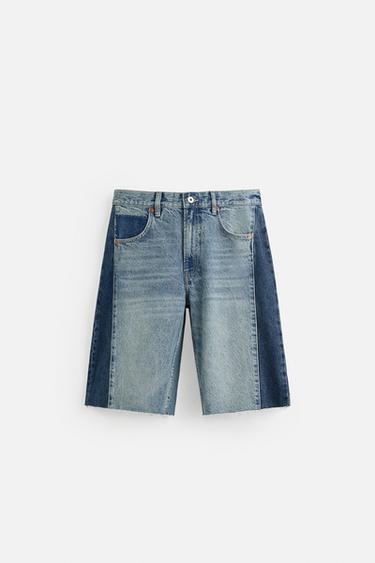 DENIM BERMUDA SHORTS WITH CONTRAST BANDS - Mid-blue by Zara - Image 5