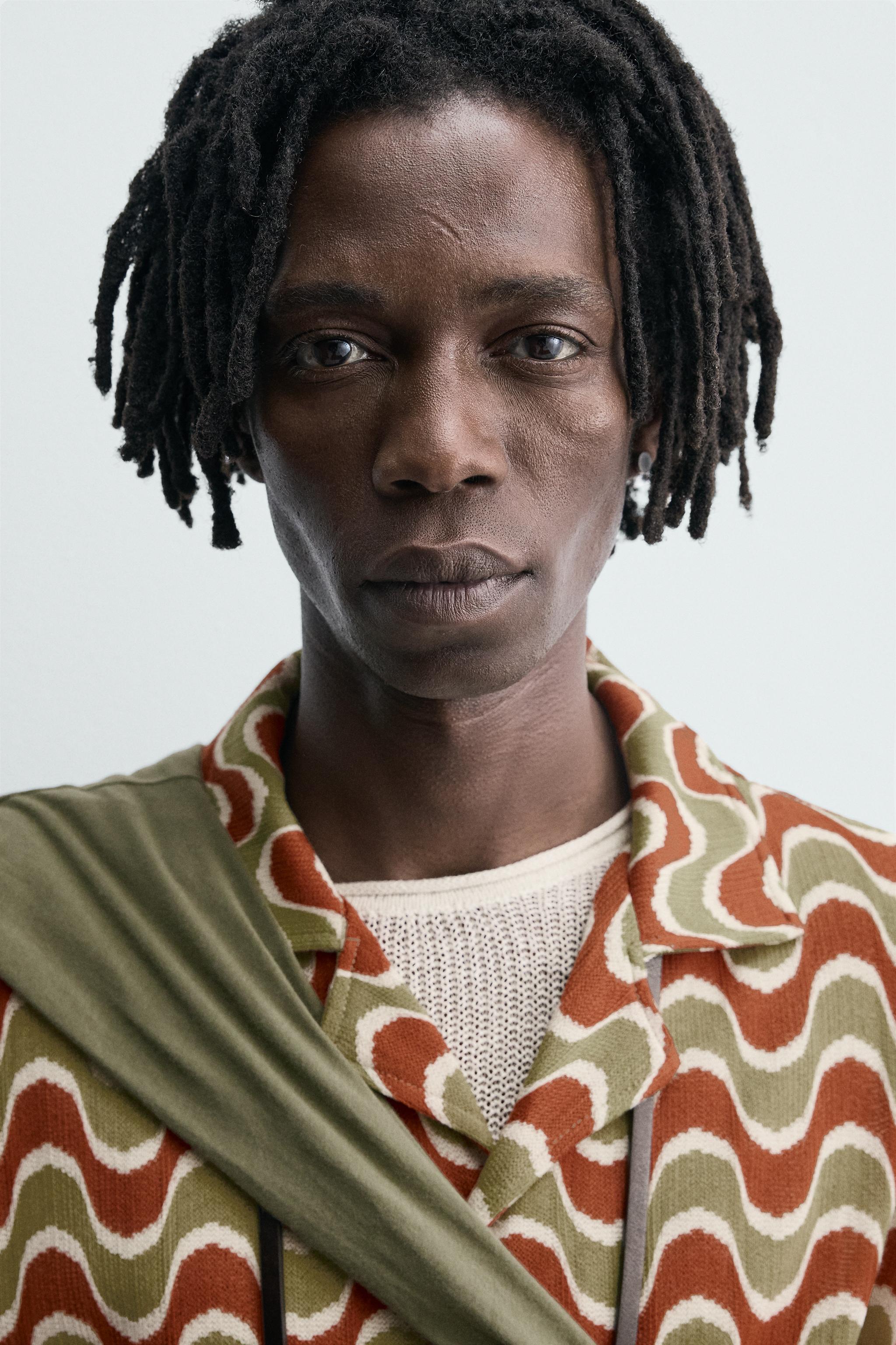 ジャカード幾何学模様シャツ - グリーンオレンジ | ZARA Japan / 日本