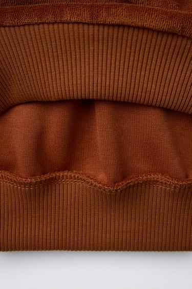 TOWELLING EFFECT POLO SWEATSHIRT - Brown by Zara - Image 3