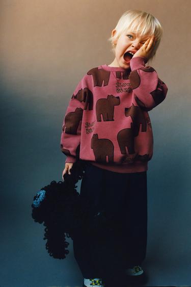 BEAR PRINT SWEATSHIRT - Chalk pink by Zara