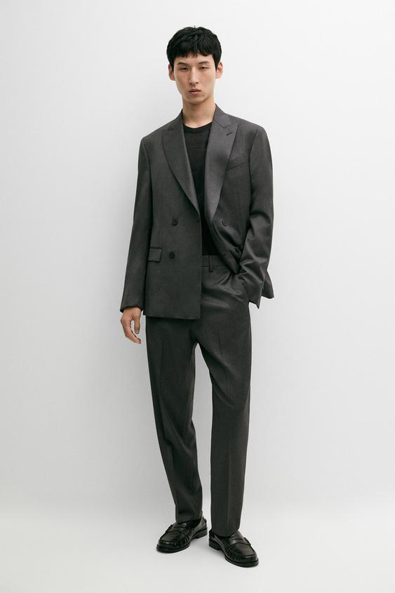 Zara 100% Cool Wool Suit Pants - Gray - Image 0