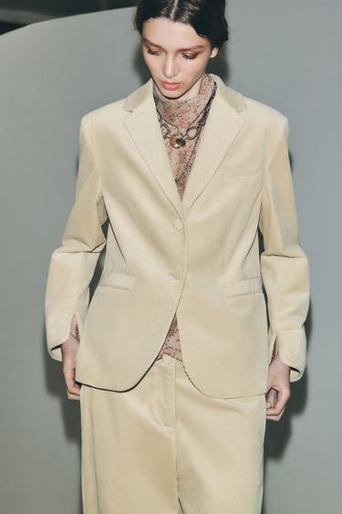 Zara CORDUROY POCKET BLAZER - Beige
